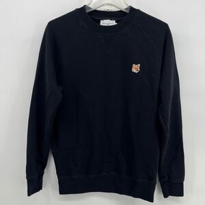 Maison Kitsune Paris Fox Head Patch Classic Sweatshirt Black Crew Neck Small